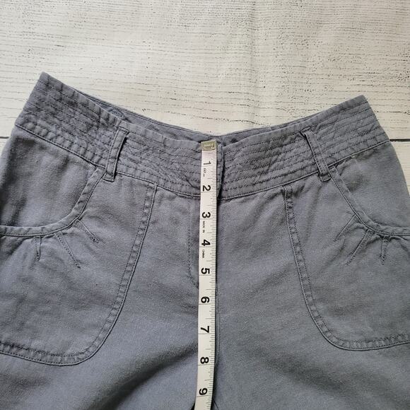 J.Jill Size	4 100% Linen Pale Blue Capri Pockets Casual Summer Beach Cruise - Picture 5 of 9